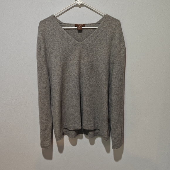 Esperanto 100% Cashmere Sweater XL Mens Light Gray Long Sleeve V Neck - Picture 2 of 4